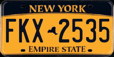 NY license plate FKX2535