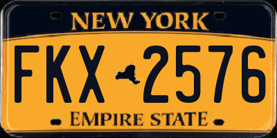NY license plate FKX2576