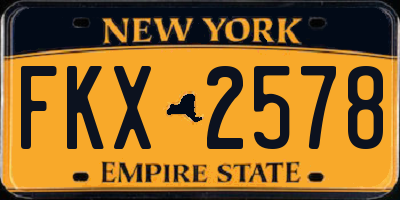 NY license plate FKX2578