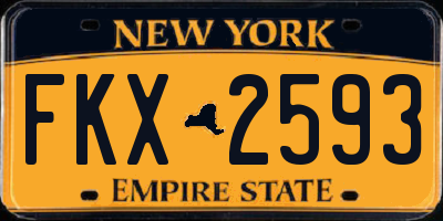 NY license plate FKX2593
