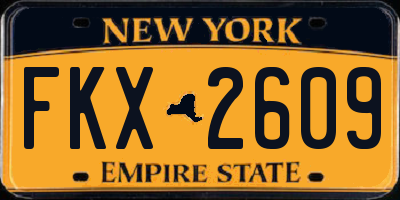 NY license plate FKX2609