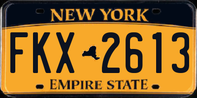 NY license plate FKX2613
