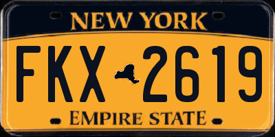 NY license plate FKX2619