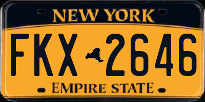 NY license plate FKX2646