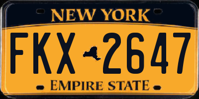 NY license plate FKX2647