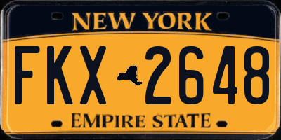 NY license plate FKX2648
