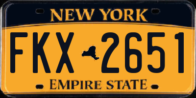 NY license plate FKX2651