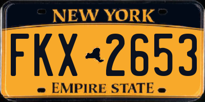 NY license plate FKX2653