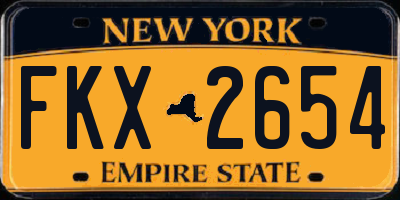 NY license plate FKX2654