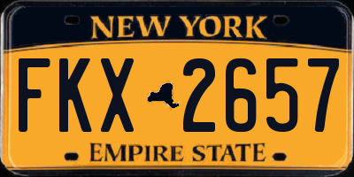 NY license plate FKX2657