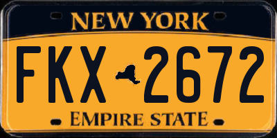 NY license plate FKX2672