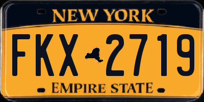 NY license plate FKX2719