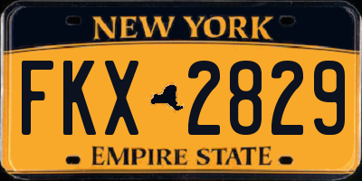 NY license plate FKX2829