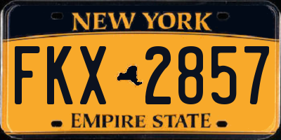 NY license plate FKX2857