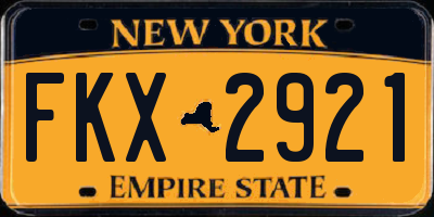 NY license plate FKX2921