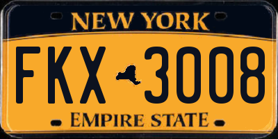 NY license plate FKX3008