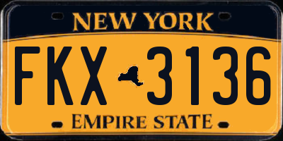 NY license plate FKX3136