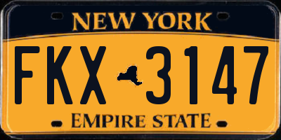 NY license plate FKX3147