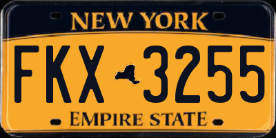 NY license plate FKX3255