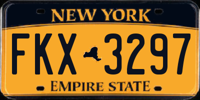NY license plate FKX3297
