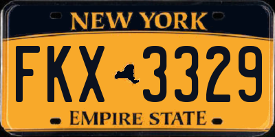 NY license plate FKX3329