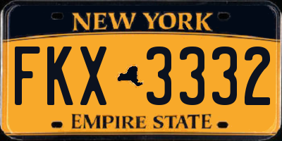 NY license plate FKX3332