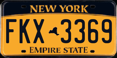 NY license plate FKX3369