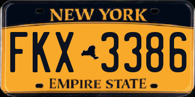 NY license plate FKX3386