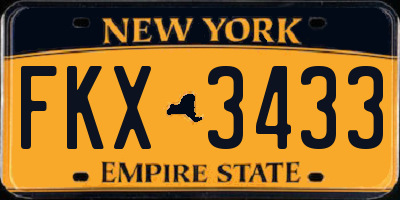 NY license plate FKX3433