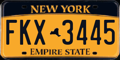 NY license plate FKX3445