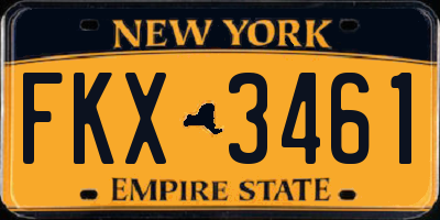 NY license plate FKX3461