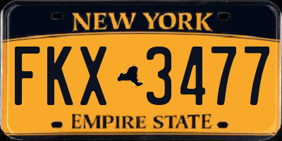 NY license plate FKX3477
