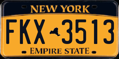 NY license plate FKX3513