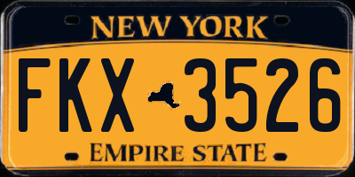 NY license plate FKX3526