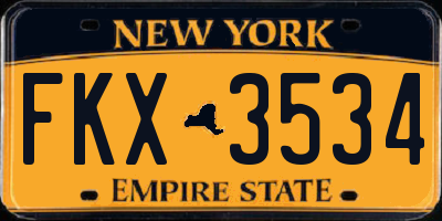 NY license plate FKX3534
