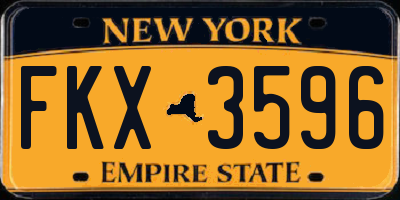 NY license plate FKX3596