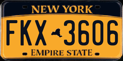 NY license plate FKX3606