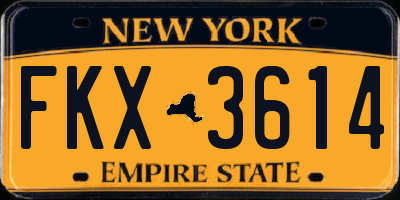 NY license plate FKX3614