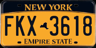 NY license plate FKX3618