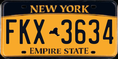 NY license plate FKX3634