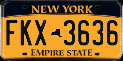 NY license plate FKX3636