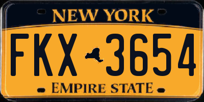 NY license plate FKX3654