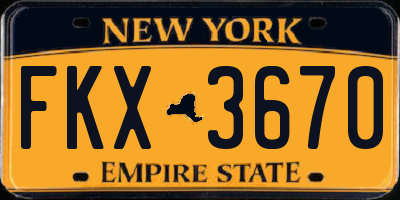 NY license plate FKX3670