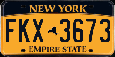 NY license plate FKX3673