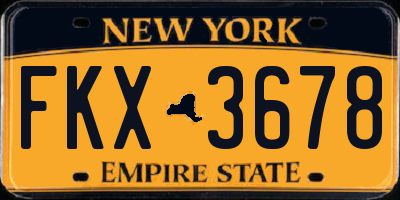 NY license plate FKX3678