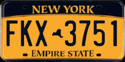 NY license plate FKX3751