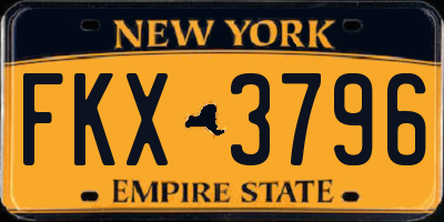 NY license plate FKX3796