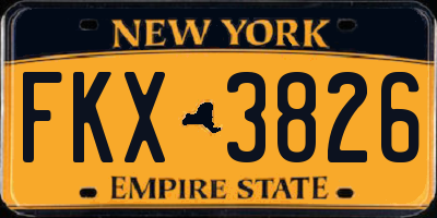 NY license plate FKX3826