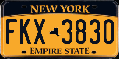 NY license plate FKX3830