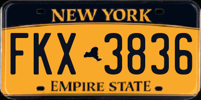 NY license plate FKX3836